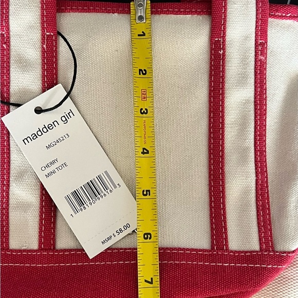 NWT Madden Girl Cherry Canvas Mini Tote Crossbody Bag Charms and Keychain - Picture 8 of 13